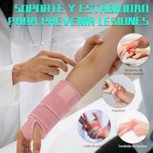 2PCS Muñequeras Para Aliviar El Túnel Carpiano, Muñequera Ajustable con 2 Placas de Aluminio Desmontables, Muñequera Ortopedica, Cómoda y Transpirable, Adecuada Tanto para Mujeres Como para Hombres (Negro) - Rosa - Ver 2