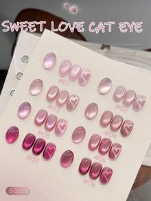 MISS SHAKA 10毫升秋冬美甲甜心系列粉色玻璃珠猫眼凝胶指甲油，裸粉色闪粉，流行金色玻璃珠凝胶美甲，美甲用品，圣诞美甲设计 - 彩色 - 查看 18