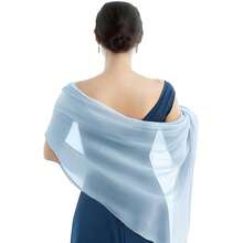 P Pothuiny Women Chiffon Sheer Shawl Wraps For Evening Dresses, 79inchx24inch Lightweight Soft Chiffon Scarfs Wedding Party Bridal,79inchx24inch,Ba ByBlue - Ba byBlue - 查看 3