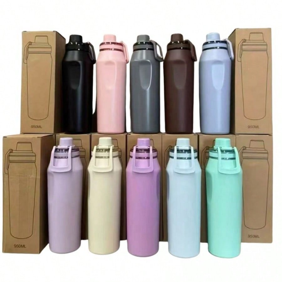 Botella Deportiva de Acero Inoxidable 950ml Recubrimiento en Polvo. Envío por color especificado