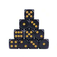 8颗1.6厘米黑色圆角亚克力骰子，金色圆点六面骰子，适用于派对和游戏