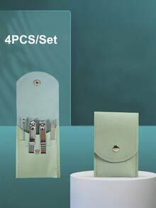 14Pcs Pastel Pink & Blue Manicure Set | Cute Portable Nail Clipper Scissors Kit | Travel Beauty Care Gift For Women - Multicolor - View 12