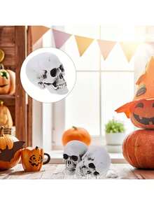 EstiloCiieeo 2 Uds RéPlica De CráNeo Humano De SimulacióN Falsa Estatua De CráNeo Humano Cabeza De Esqueleto De PláStico Para DecoracióN De HalloweenVersióN Mejorada - 1 - Ver 7