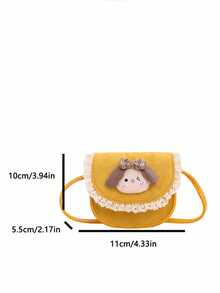 1pc Autumn And Winter Faux Suede Magnetic Closure Sweet Style Lace Splicing Little Girl Portrait Saddle Bag Versatile Small Fresh Shoulder Crossbody Bag, Multiple Color Options, Meet Basic Storage Needs, Suitable For Traveling, Shopping, Traveling And Other Occasions, Ideal Gift Choice For Halloween, Thanksgiving, And Christmas - Hot Selling - Mini Saddle Bag - View 11