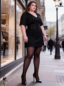 1pc Women's Curve Tights, Transparent Stockings, High Elasticity Skinny Pants, Slightly Sheer Anti-Snag Sexy Pantyhose, Comfortable Thin Leggings, Skin-Friendly, Leg-Flattering, Black Stockings, Versatile For Holidays, Vacation, Commute - Black - View 4