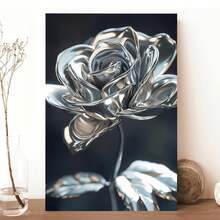 1 Pieza de Arte de Pared con Marco de Madera, Una_Hermosa_Rosa_Plateada_Con_Un_Chrome(Textura_1 Decoración de de Cumpleaños, Día de la Madre, Año Nuevo, Regalo de Pascua para Madre, Decoración de Sala de Estar, Decoración de Pared de Oficina, Baño, Regalo Perfecto y Decoración del Hogar - Multicolor - Ver 10