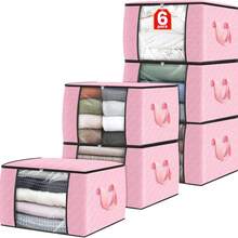 4 piezas Caja de almacenamiento de tela con estilo vintage y tapa, bolsa para ropa/edredón resistente al agua, bolsa de almacenamiento de gran capacidad y multiusos para armario, bolsa de almacenamiento plegable a prueba de polvo - Multicolor - Ver 12