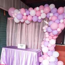 167 globos de látex en tonos pastel de morado, rosa y blanco mate, globos de helio en rosa, morado y estilo macarrón con lazos para decoración de fiestas de cumpleaños, bodas, baby shower, compromiso, despedida de soltera y fiestas con temática de princesa - rosa pálido, morado pálido, blanco - Ver 3