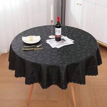 Round Table Cloth, Waterproof Heavy Duty Vinyl Tablecloths, Wipeable Washable Table Cover For Kitchen And Dining Room (Black, 60inch X 60inch) - 黑色60吋圓形 - 查看 3