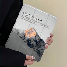Inspirational Biblical "Psalms 23:4" Mountain Aesthetic Tablet Case For Pencil Holder, Auto Wake/ Sleep Tablet Protective Cover With IPad 10th 11th 9th  Air 4th 8/ 7/ 6/ 5th For IPad Pro Generation Case Christian Birthday Gifts For Women Men Teen - 2017款iPad 9.7英寸 - 查看 5