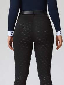 ROYALS MATTINI Quần cưỡi ngựa nữ cạp cao, dáng ôm, có lớp silicon chống trượt toàn bộ phần mông và túi tiện dụng, chuyên nghiệp và thoải mái, phù hợp cho mọi mùa (không bao gồm thắt lưng) Màu đen, mùa xuân - màu đen - Xem 4