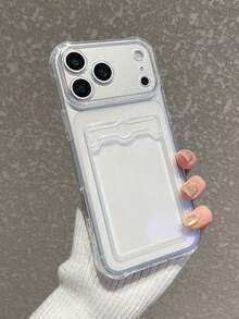 Minimalist Transparent Card Holder Phone Case, Shockproof, Lens Protection, Card Slot For Photos/Cards, Frame Function, Full Coverage Soft Case, Compatible With IPhone 16/13 Series, 17 Pro Max/17 Series, Shockproof Phone Case - Clear - View 5