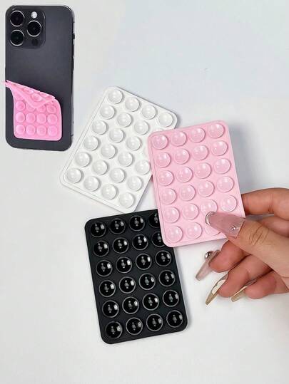 1/5pcs/Set Silicone Phone Holder, Suction Cup Phone Stand, Hands-Free Phone Grip, Ring Holder, Suitable For IPhone And Android Phones, Applicable To Smooth Glass Phone Backs, Not Suitable For Rough Matte Phone Backs. White + Black + Pink + Transparent + Rose Red, Easter Parade, Spring Festival