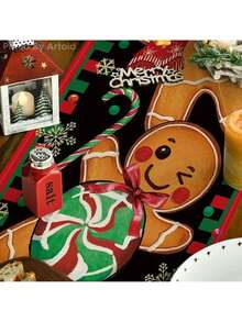 EstiloArtoid Mode - Camino de Mesa Navideño con Diseño de Bastones de Jengibre y Caramelo para Decoración de Invierno en Comedor, Hogar y Fiestas, 13 x 72 PulgadasVersión mejorada - Rojo/Negro - Ver 4