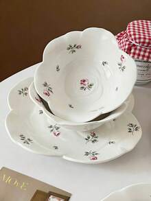 French Ins Rose Ceramic Dinnerware, Dessert Plate, Rice Bowl, Retro Cake Plate, Household Dishes - Multicolor - View 10