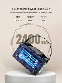 16W 双扬声器蓝牙音箱，配备 2 个无线麦克风 - 清晰的立体声和强劲的低音，2400mAh 长效电池，便携式无线音箱，是家庭聚会、户外探险（露营、徒步、海滩）、旅行、卡拉 OK 娱乐和随时随地免提通话的理想之选。 - A黑色音箱附兩支麥克風 - 查看 9