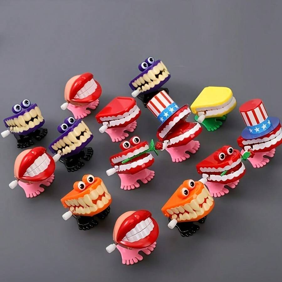 1/3/6pcs Wind-Up Jumping Teeth With Eyes, Holiday Party Favor Gifts - Multicolor - View 1