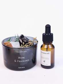 1pc Jasmine Aroma Diffuser Set, Crystal Aroma Stone, Jasmine Essential Oil Diffuser, Fragrance Stone Diffuser, Home Aroma Set, Living Room/Bedroom/Bathroom Aroma Decor, Air Purifier, Sleep Aid, Glass Base, Pink/Orange/Green, Includes 1 Bottle Jasmine Essential Oil - Jasmine - View 6