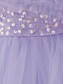 Baby Girls Sequin Tulle Cute Flower Girl Wedding Trailing Dress, Suitable For Party, Birthday, Outing, Does Not Include Headband - Mauve Purple - View 8