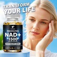 Fulimiks Cápsulas de suplemento NAD+ con resveratrol, colágeno y CoQ10. Favorecen la energía celular, la salud cerebral, muscular y cardíaca, y promueven un envejecimiento saludable para mujeres y hombres. - Una botella - Etapa de prueba - Ver 6