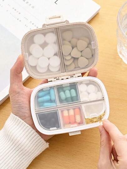 Estuche portátil para pastillas, esencial para viajes, caja de pastillas a prueba de humedad, reutilizable, unisex, plan de medicación diaria de bolsillo, puede almacenar vitaminas, medicamentos y suplementos, adecuado para el hogar, viajes, exteriores, oficina, vuelta al colegio