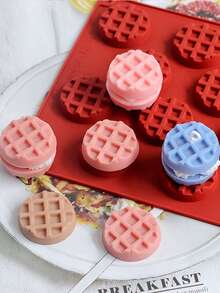 1pc Mini Round Cookie Shaped Wax Melt Candle Mold, Plaster Diffuser Stone Silicone Mold (Non-Edible) - Coffee Brown - View 1