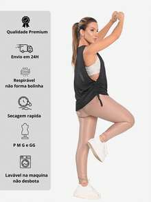 Women's Fitness Dry Fit Tank Top With Side Detail And Oval Cutout - 石墨 - 查看 7