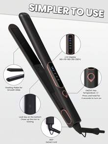 1 pieza Alisador/Rizador de cabello cerámico 2 en 1, plancha profesional de titanio, calentamiento rápido, voltaje dual, apagado automático, regalo de Navidad (para mujeres) - Enchufe EU Tipo C(220-240V) - Ver 5