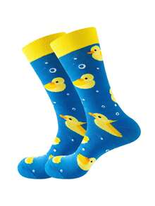 2/5/8 paires de chaussettes pour hommes, motifs multicolores aléatoires de dessins animés, desserts, canards, rayures, motifs géométriques, mode, polyvalentes, douces, confortables, absorbant l'humidité, chaussettes mi-mollet décontractées - Multicolore - Voir 8
