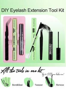 Eyelash Extension Kit - Includes Glue, Makeup Remover Oil, And Tweezers. This Eyelash Glue Has Features Of Sweat-Proof, Gentle, Fast-Drying, And Non-Irritating. This Multi-Functional Set Is Convenient To Carry, Beginner-Friendly, And Gentle To Use. A Complete Set Of False Eyelash Tools. - Multicolor - View 15