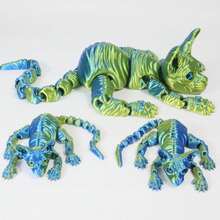 3pcs Large 3D Printed Cat Toys, Valentine's Day Gifts,19.96 Inches And 9.06 Inches ,ADHD, 3D Printed Sphynx  Cats With Flexible Articulated Joints, Stress Relief Toys For Adults, 3D Printed Animals,Perfect Boys Christmas Gifts Party Decoration Gifts - Blue-gold - View 17