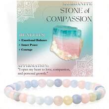 1PCS   6mm Natural Stone Obsidian Amazonite Bead Bracelet With Elastic Cord And Card - Morganit - Xem 3