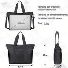 Tote Bag Impermeable para Mujer Bolsa de Gran Capacidad Multipuerto para Compras Trabajo y Viaje - como en la foto - Ver 4