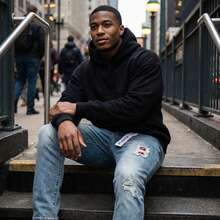 Newly Released Men's Best-Selling Jeans In The Store. American-Style High Street Men's Slim-Fitting And Figure-Enhancing Casual Jeans With Distressed Design. Classic And Fashionable Versatile Men's Pants. Men's Gift. - 8241 Xanh Denim - Xem 5