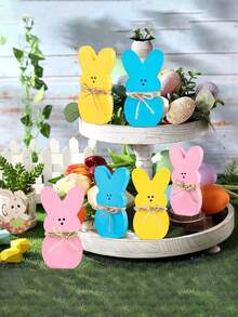 3pcs Wooden Rabbit Desktop Decor Set, Suitable For Holiday Party Decoration, Multi-Tier Tray Decor, Can Be Used For Holiday Party, Home Decor, Farmhouse Style Desktop Decoration, Also Can Be Easter Gift, Valentine's Day Gift, Birthday Gift, Mother's Day Gift, Graduation Gift - Multicolor - View 7