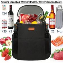 Camping Cooler Backpack 30 Cans Soft Backpack Coolers Insulated Leak Proof Travel Cooler Bag Waterproof Lunch Picnic Beach Work Trip Thermal Bag Drink Beverage Beer Bag Cooler - Puntos blancos y negros. - Ver 4
