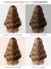 双色棕色挑染亚麻色长款波浪假发，26英寸，中分设计，逼真头皮，自然蓬松，耐热合成纤维，机器卷曲，适合女性日常时尚穿搭、节日装扮、派对造型、万圣节、圣诞节、角色扮演、Y2K冬季休闲街头风等。 - 拼色 - 查看 10