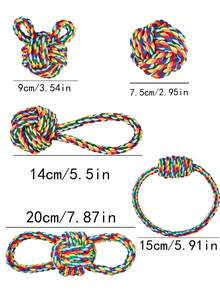 必备热销单品！耐用耐咬绳结狗狗玩具——磨牙、解闷，适合小型和中型犬 - 彩色 - 查看 2