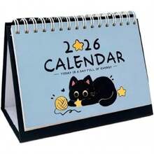 Lịch mini năm Thỏ 2026 (Gói đơn) - Lịch để bàn và du lịch tiện dụng, thiết kế hình mèo dễ thương - Trang trí văn phòng theo chủ đề cung hoàng đạo màu xanh dương - Lịch phong thủy cho nhà và văn phòng (Bộ sưu tập Tết Nguyên Đán 2026) - Nhiều màu - Xem 1