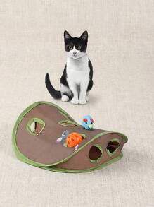 PETSIN 1入交互式貓隧道玩具,帶孔和玩具球,給貓咪帶來有趣的寵物玩具 - 彩色 - 查看 8