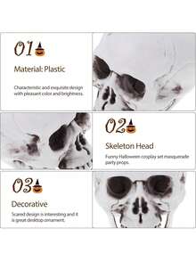 EstiloCiieeo 2 Uds RéPlica De CráNeo Humano De SimulacióN Falsa Estatua De CráNeo Humano Cabeza De Esqueleto De PláStico Para DecoracióN De HalloweenVersióN Mejorada - 1 - Ver 8