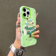 クリスマスツリー電話ケース カートゥーンスタイル 互換性のあるiPhone17/17pro/17promax/17Air/16pro/16plus/16promax/15/15promax/15pro/11/12/13/14promax/12mini/13mini/11pro/11promax/12pro/12promax/13pro/13promax/14pro/14promax クリスマスツリーとオーナメント ホリデーシーズンギフト かわいい猫の飾りデザイン 家族へのプレゼント 冬のおめでとうギフト クリスマスパーティーギフト - グリーン - チェックする 4