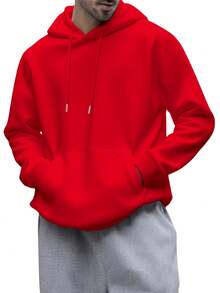 Camiseta con capucha de alta calidad para hombre, 1 unidad, holgada y cómoda, estampado de letras de ángel versátil, ideal para vacaciones, trabajo y uso diario. - Rojo 1 - Ver 2