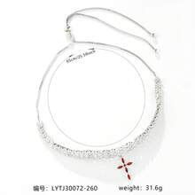 1件银色/红色女士项链，钻石项链，女士首饰，水滴形，十字架吊坠，适合女性/新娘/伴娘/节日、派对、婚礼、宴会等场合，女士时尚首饰，项链，礼物 - 項鍊 - 查看 9