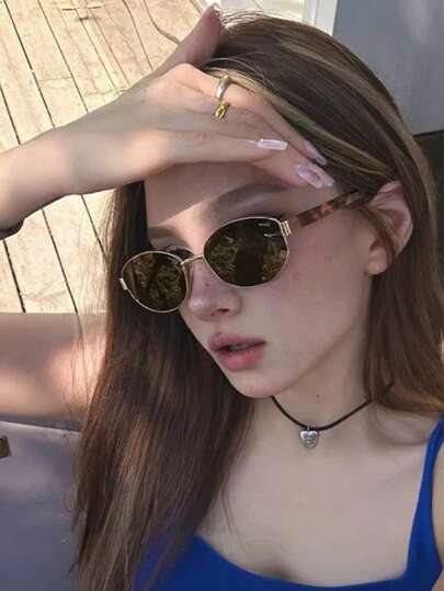 1pc/2pcs Retro 90s Oval Women Glasses- Elegant Style, Equipped With Durable Stainless Steel Frame And PC Temple Arms, Best For Summer Beach Vacation, Daily Outfit, And Gift