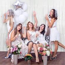 Cortina de tela de seda blanca, adecuada para telón de fondo de fiesta, cortina con flecos de lámina metálica, adecuada para decoración de boda y fiesta, dosel de confeti de papel multicolor, decoraciones para fiesta de cumpleaños y photocall - Blanco - Ver 3