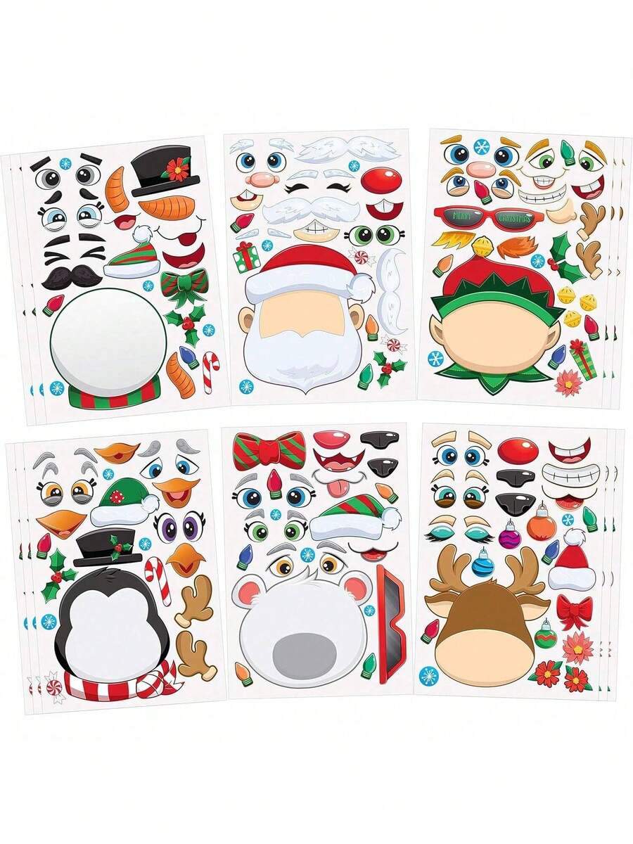 EstiloEstiloJOYIN 24 Pcs Navidad Make-A-Face Pegatinas, Haga Su Propia Mezcla Y Hojas De Pegatinas De Partido Con El Elfo De Navidad Y El Oso Polar Para NiñOs, Fiesta De Suministros ArtesaníA, Regalos De NavidadVersióN MejoradaVersióN Mejorada - 1 - Ver 1