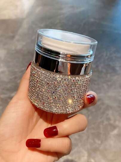 ขวดครีมสุญญากาศประดับพลอยเทียมหรูหรา, ขวดจ่ายปั๊มสุญญากาศ 50 มล., ตลับเครื่องสำอางแบบกด, บรรจุภัณฑ์ดูแลผิวปราศจากน้ำหอมพลาสติกทนทาน, ขนาดพกพาสำหรับเดินทาง, ขวดจ่ายเครื่องสำอางแบบเติมได้, บรรจุภัณฑ์เครื่องสำอางตกแต่งพลอยเทียมแวววาว, เหมาะสำหรับรองพื้น, ครีม, โลชั่น, ตลับขนาดเดินทางสำหรับบ้าน, ผู้คลั่งไคล้ความงาม, ของขวัญวันวาเลนไทน์ (15 มล./30 มล./50 มล.)