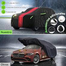 Funda Protectora para Auto SUV y Camioneta, Tamaño Extra Grande 520x200x180 cm, Impermeable con Forro de Algodón, Cremallera Lateral y Correas Antiviento - Rojo - Ver 2
