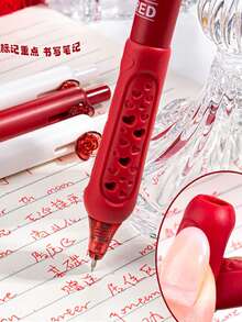 4支装玫瑰花红色修正笔，简约波尔多红笔，高品质学生/教师用笔，可爱红色笔，办公/学习用品